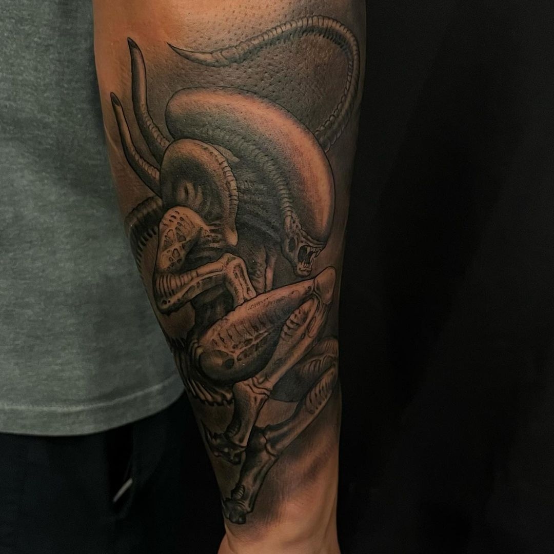 Alien astronaut tattoo by London tattoo artist Gabriele Cardosi at Cloak  and Dagger UK : r/tattoos